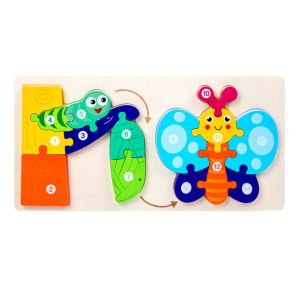 Wooden Life Cycle of Butterfly Puzzle for Kids – Educational 3D Jigsaw Toy, Colorful Animal Shape Sorting