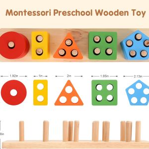 Montessori Wooden Geometric Shape Matching Sorting & Stacking Shape Toy