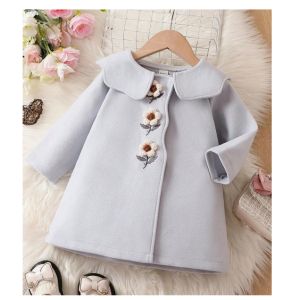 Girls Magic Collar Floral Embroidered Coat