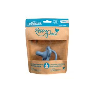 Dr Brown's HappyPaci Silicone One-Piece Soother, 0-6m, Blue, 1-Pack PS11008-INTL( 0-6m)