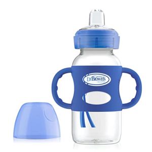 Dr. Brown's: PP Wide-Neck Sippy Spout Bottle w/ Silicone Handles, Blue, Single 9 oz/270 ml WB91003-P3 - 6M+