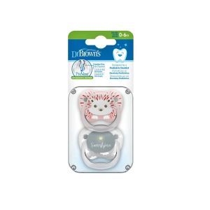 Dr Brown's PreVent Printed Shield Soother - Stage 1, Pink & Gray, 2-Pack PV12014-SPX