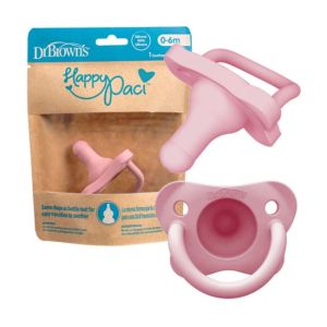 Dr Brown's HappyPaci Silicone One-Piece Soother - 0-6m, Pink, 1-Pack  PS11007-INTL( 0-6m)