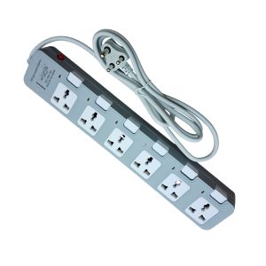 Urja (986-2M) 6 Port Surge Protector – 100% Copper, 4000W (16A) 3 Pin Extension Multiplug with Individual Switches