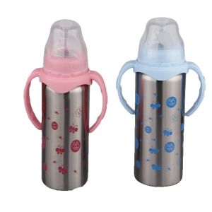 2-in-1 Baby Milk Feeding Thermos Bottle– 240ml BPA-Free Stainless Steel, Silicone Nipple, Anti-Colic, Thermal Insulation