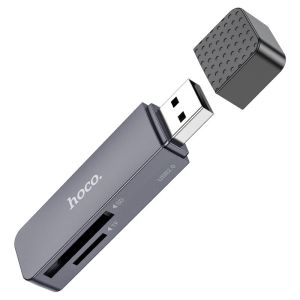 HOCO 2-in-1 Memory Card Reader for SD & TF Cards | 2TB Capacity, USB 2.0, 480Mbps Speed for Camera, Smartphone, Drone