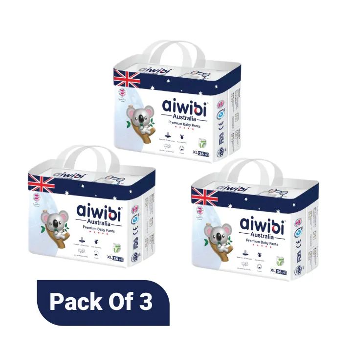 Aiwibi Premium Diapers Baby Pants Xl 36Pcs Pack Of 3