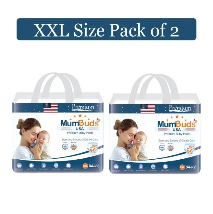 MumBuds American UltraThin Baby Pants XXl 34Pcs​​ Pack Of 2