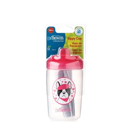 Dr. Brown's Hard Spout Sippy Cup, 12 oz/350 ml, Pink Dog TC21012-INTL