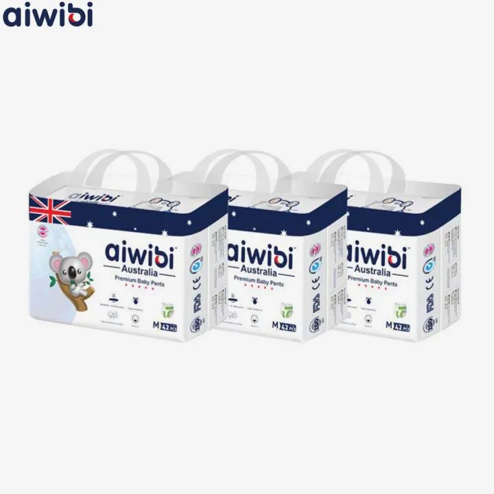 Aiwibi Premium Baby Pant Diapers Medium 42Pcs Pack Of 3