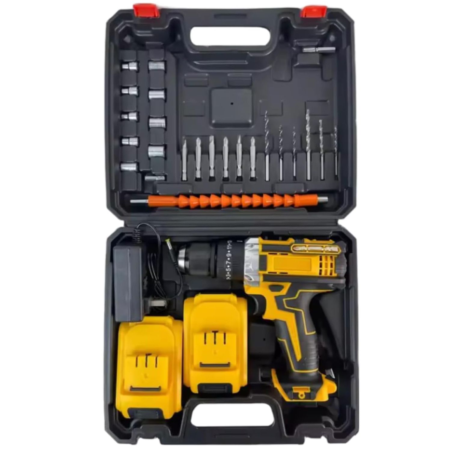 24-Piece Cordless Drill Power Tool Set with Lithium-Ion Batteries