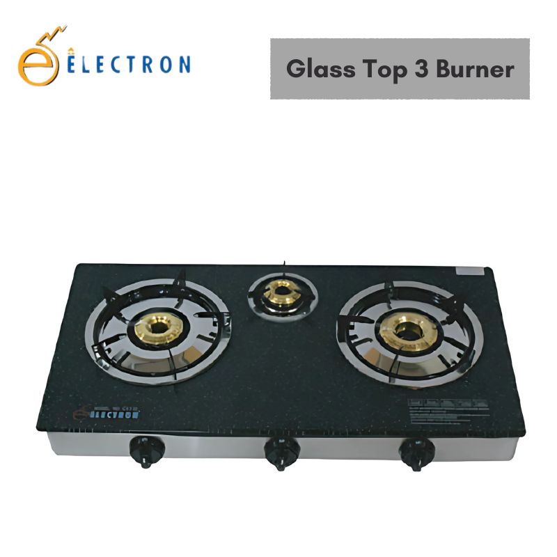 Electron Glass Top 3 Burner Gas Stove