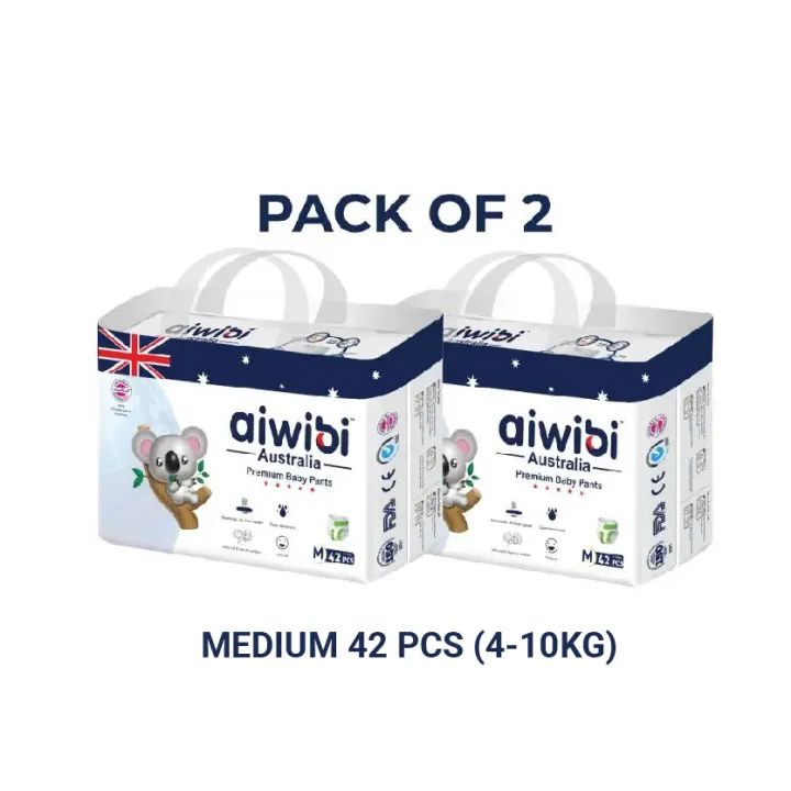 Aiwibi Premium Baby Pant Diapers Medium 42Pcs Pack Of 2