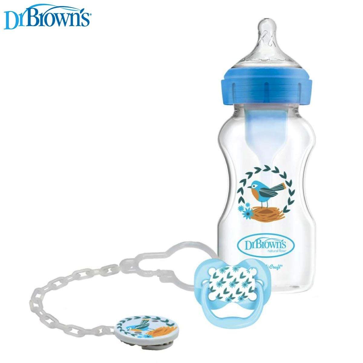 Dr. Brown's Wide-Neck Options+ Bottle + Soother Gift Set - Blue Wb91612-Intlx