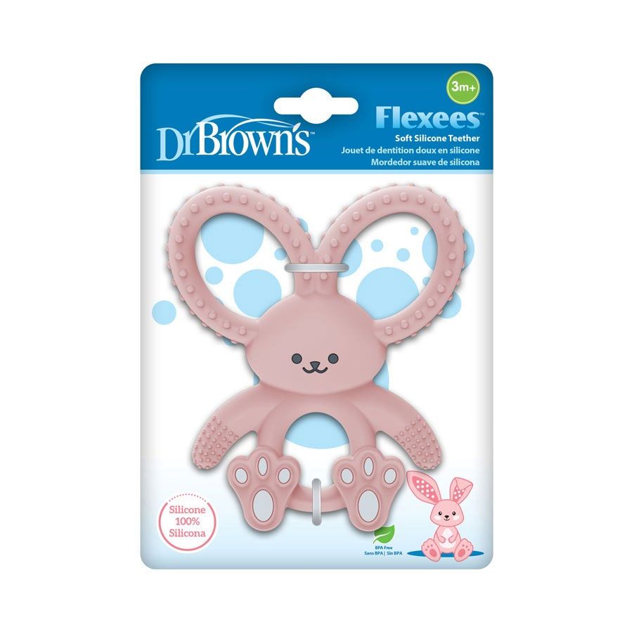 Dr Brown's Bunny Long Limbed Silicone Teether, Pink, CPKG TE020-INTL(3m+)