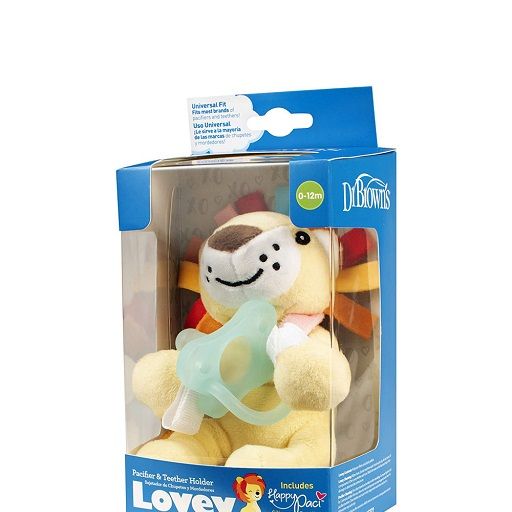 Dr. Brown's Lonny the Lion Lovey with Aqua HappyPaci Silicone One-Piece Pacifier, AC121-P6- 0-12m