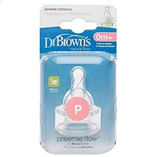 Dr. Brown's 292-INTL Preemie Flow Narrow Silicone Nipple - 2 Pcs (For premature baby)