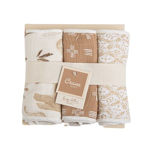 Crane baby Kendi 3 pc. Burp Cloths BC-120BCS