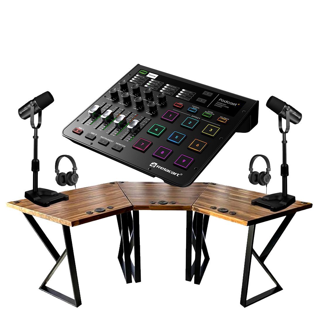 Relacart Professional Podcast + Podcast Production Studio 2mic Set Pm3 Bundle