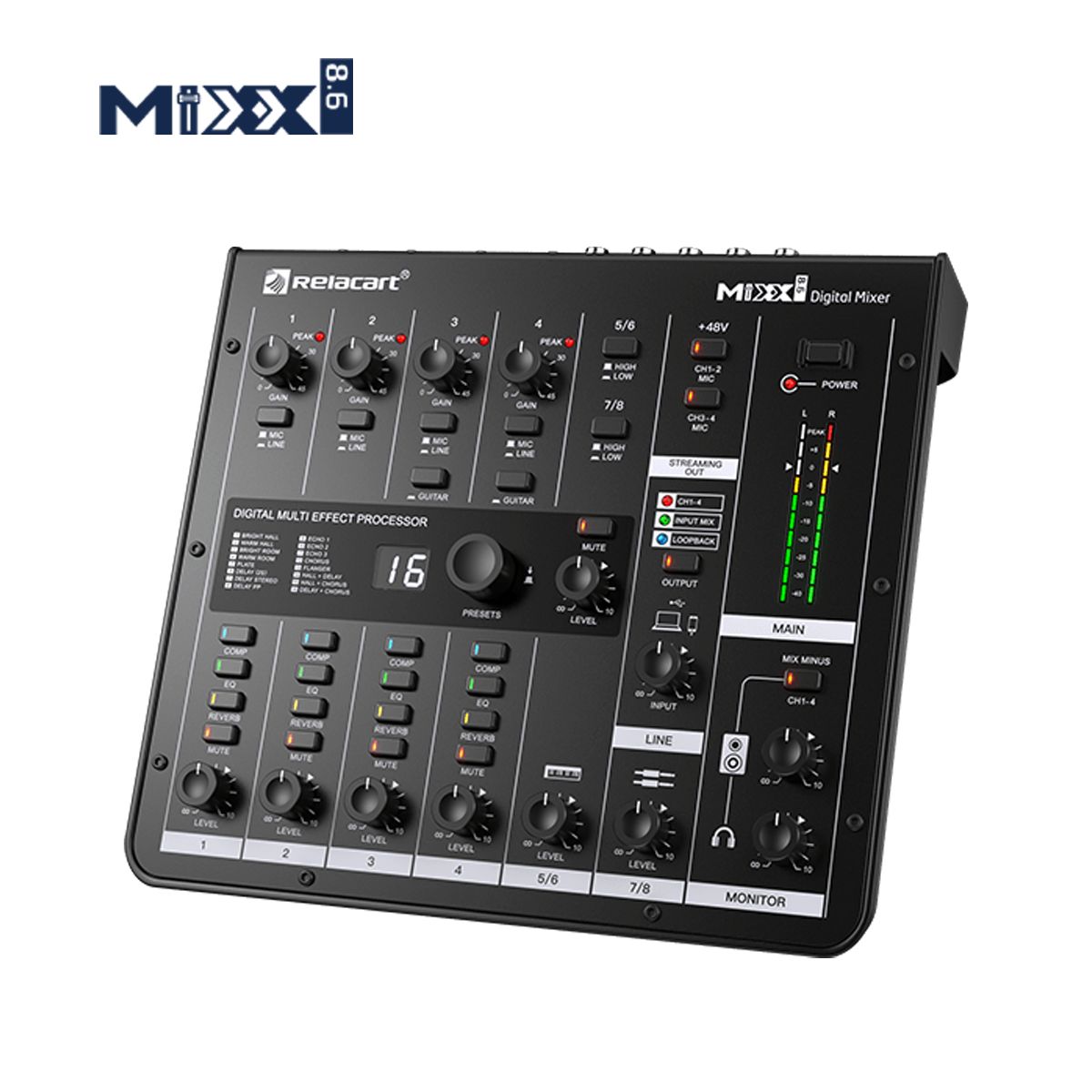 Relacart Professional MIXX8.6 4mic Set Bundle for Podcast