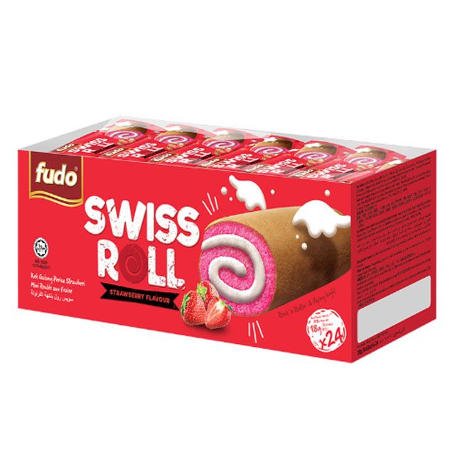 Fudo Swiss Roll Strawberry Roll Box 108Gm