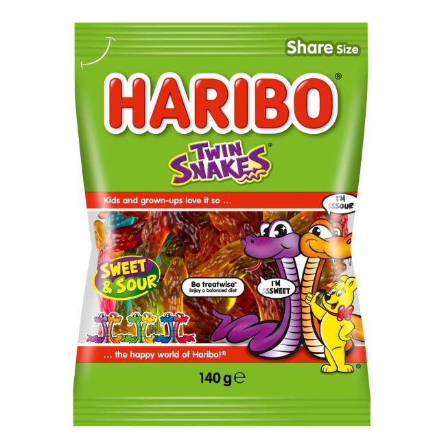 Haribo Twin Snakes 140Gm