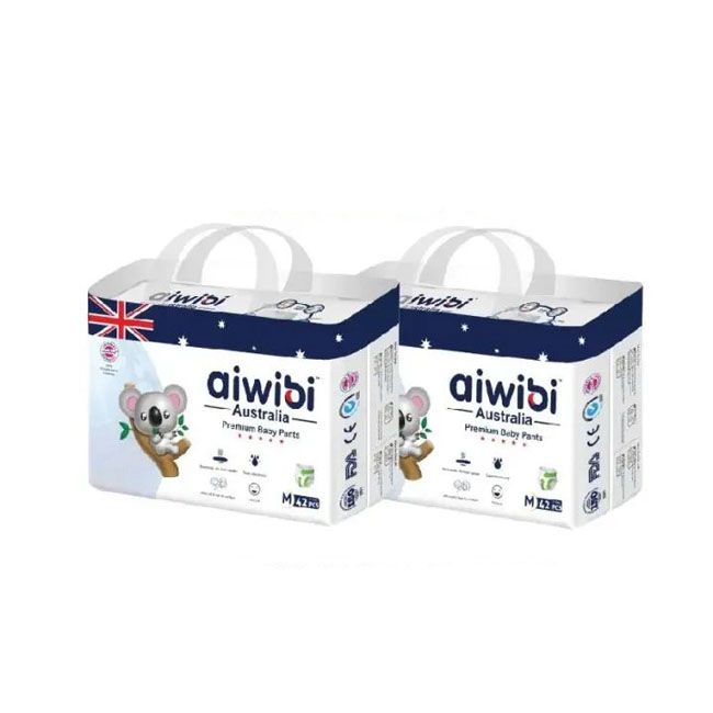 Aiwibi Premium Baby Pant Diapers Medium 42Pcs Pack Of 2