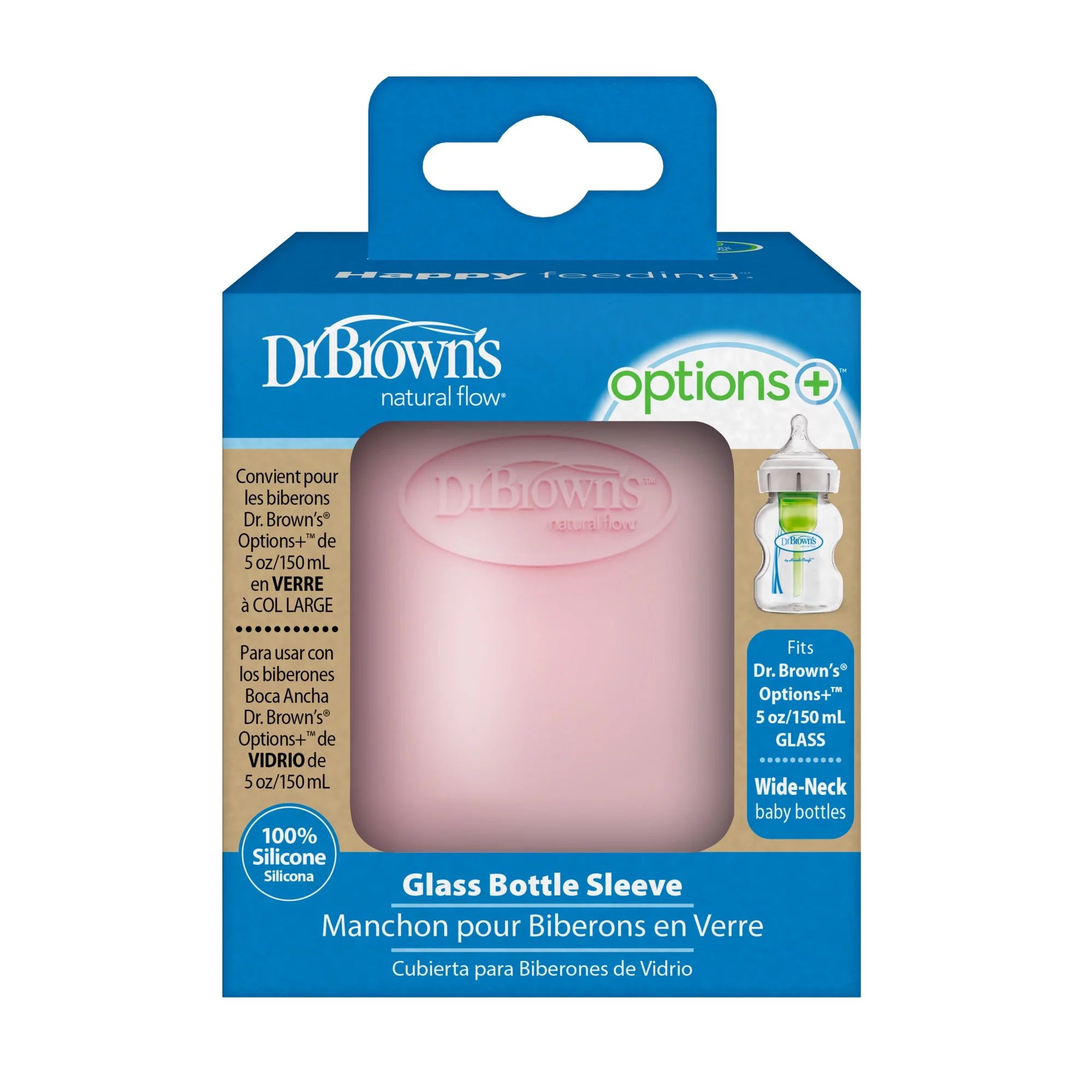 Dr Brown's AC080 "5 oz Wide-Neck Glass Bottle Sleeve - Lt Pink"