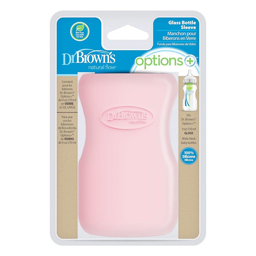 Dr Brown's AC086 "9oz Wide-Neck Glass Bottle Sleeve - Lt Pink"