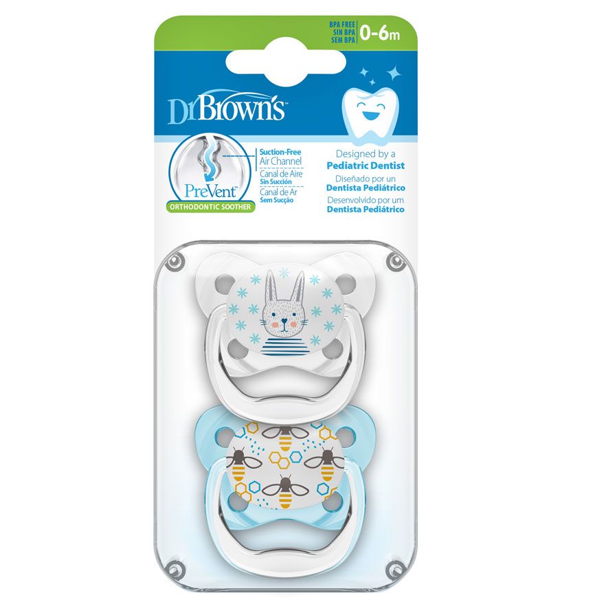 Dr Brown's Pv12402-Spx "Prevent Butterfly Soother Stage 1 Blue 2-Pack" (0-6m)