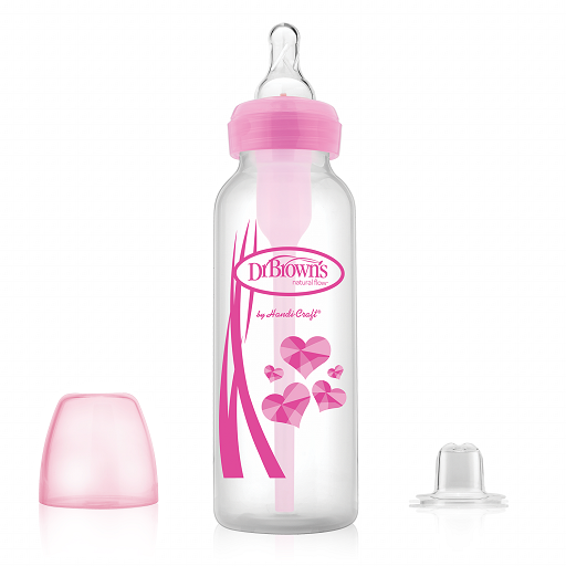 Dr. Brown's Options+ Narrow Bottle to Sippy Baby Bottle Start Kit, Pink, 8 oz/250ml, SB8191-p3