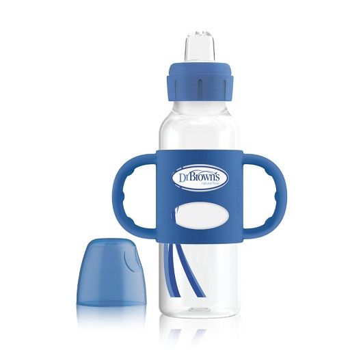 Dr. Brown's PP N Sippy Spout Bottle w/ Silicone Handles, Blue, Single 8 oz/250 ml SB81058-P3