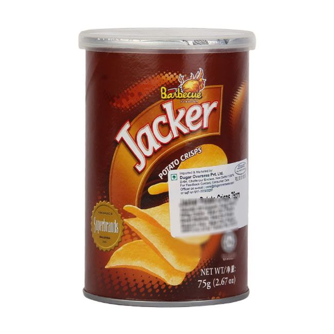 Jacker Potato Chips Barbeque Tin 75Gm