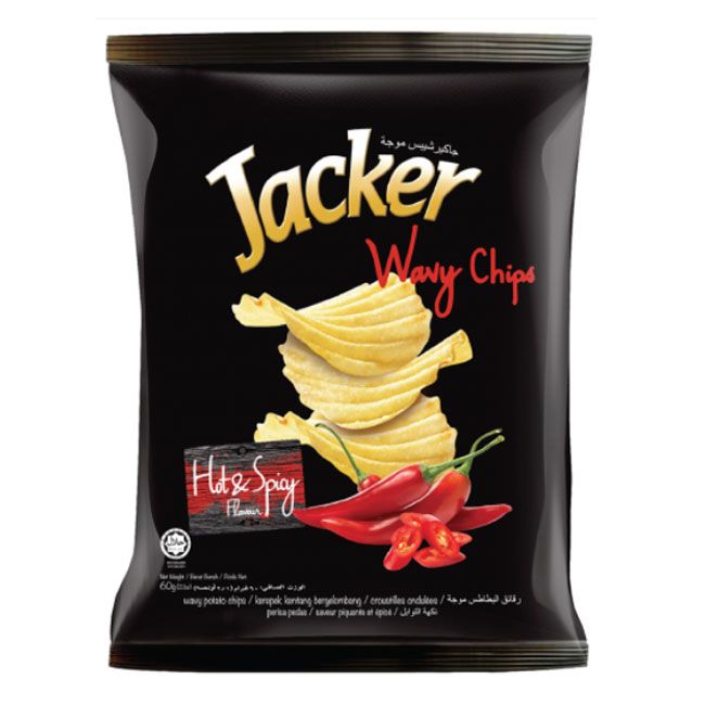 Jacker Wavy Chips Hot & Spicy 60Gm