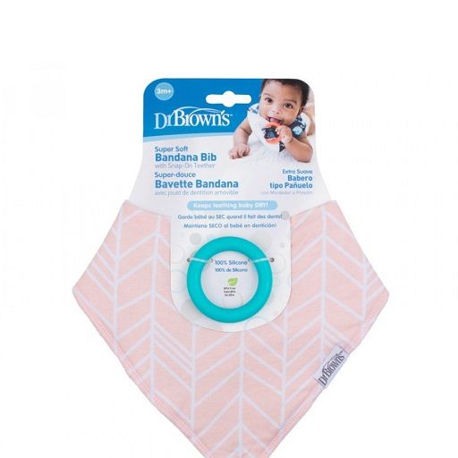 Dr. brown's Bandana Bib w/ Teether, Herringbone, Single For 3 months,  AC127-P2 