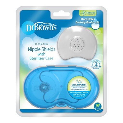 Dr. Brown's BF017 Nipple Shields with Sterilizing Case, size-2,