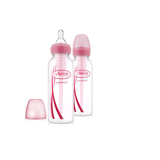 Dr Brown's SB82305-ESX Narrow-Neck Option Baby Pink Bottle-8oz (Pack of 2)