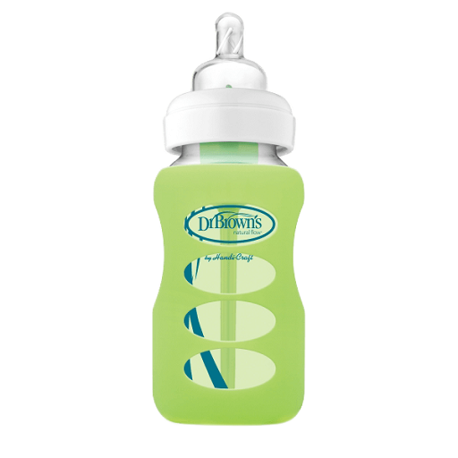 Dr Brown's AC090 Wide-Neck Glass Option Baby Light Green Bottle Sleeve - 9oz