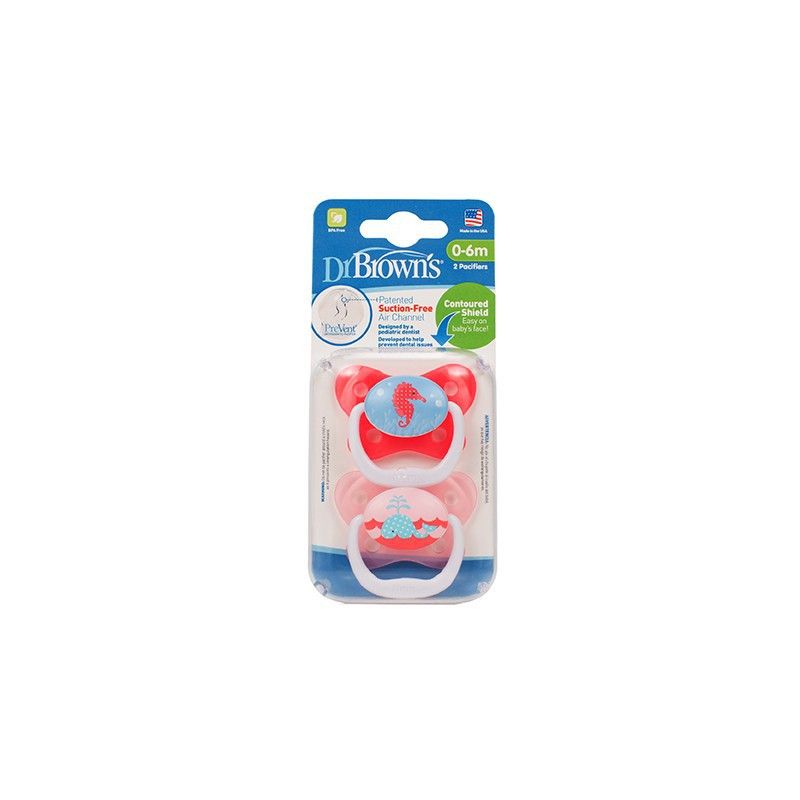 Dr. Brown's Prevent Butterfly Pacifier Stage 1 Pink 2-Pack,  PV12301-P4