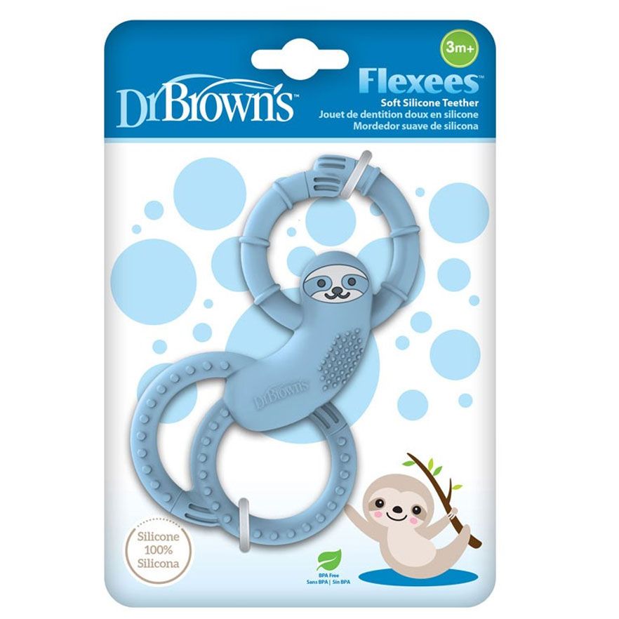 Dr Brown's TE011-INTL Sloth Long Limbed Silicone Teether, Blue, CPKG (3m+)