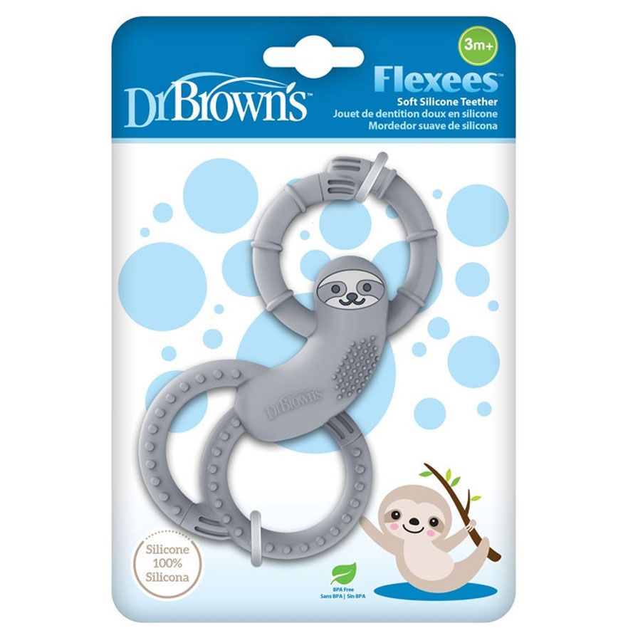 Dr Brown's TE012-INTL Sloth Long Limbed Silicone Teether, Gray, CPKG(3m+)