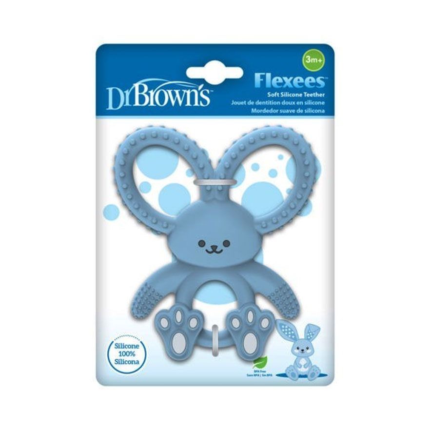 Dr Brown's TE021-INTL Bunny Long Limbed Silicone Teether, Blue, CPKG (3m+)