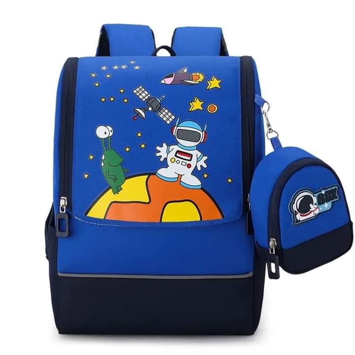 Astronaut Print School Bag with Purse for Kids