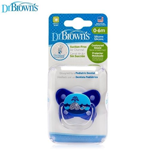 Dr. Brown's PV11407-ES PreVent Butterfly Pacifier, Stage 1, Blue, 1-Pack