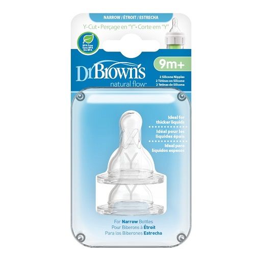 Dr. Brown's 312-INTL Y-Cut Silicone Narrow-Neck "Options" Nipple - 2 Pcs (9m+)