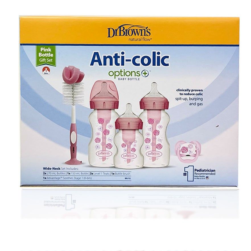 Dr Brown's Wb03610-Intlx "PP Wide-Neck Anti-Colic Options + Baby bottle Pink Gift Set"