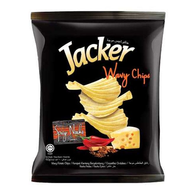 Jacker Wavy Chips Spicy Nacho 60Gm