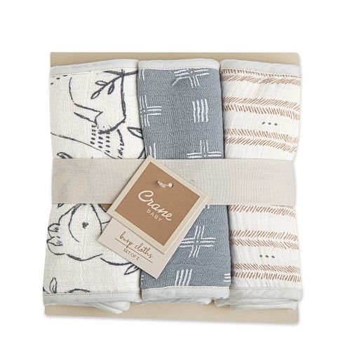 Crane baby BC-110BCS, Ezra 3pc. Burp Cloths