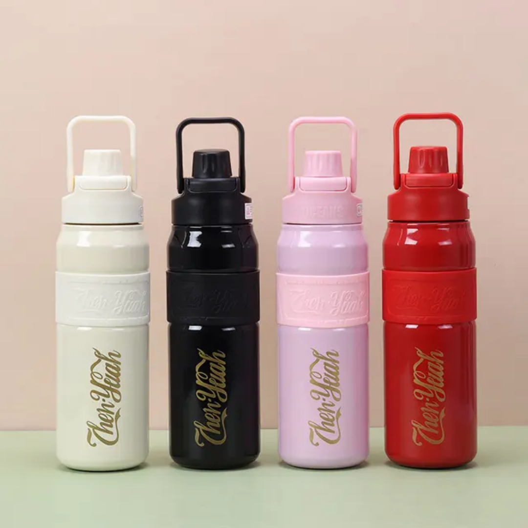 Double Walled Vacuum Insulated 316 Stainless Steel Straw Sipper Thermos Water Bottle 650Ml