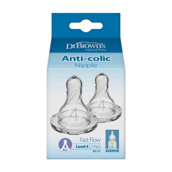 Dr. Brown's Level 4 Silicone Narrow Nipple - 2 Pcs, 313-INTL